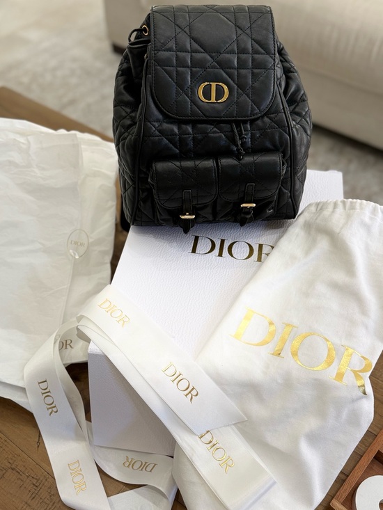 Dior Handbags - Medium Dior Caro Black Backpack